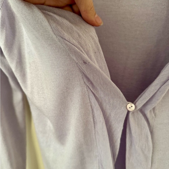 Kinross Women’s XS Light Lavender One Button Cardigan Silk Cashmere - Picture 3 of 7